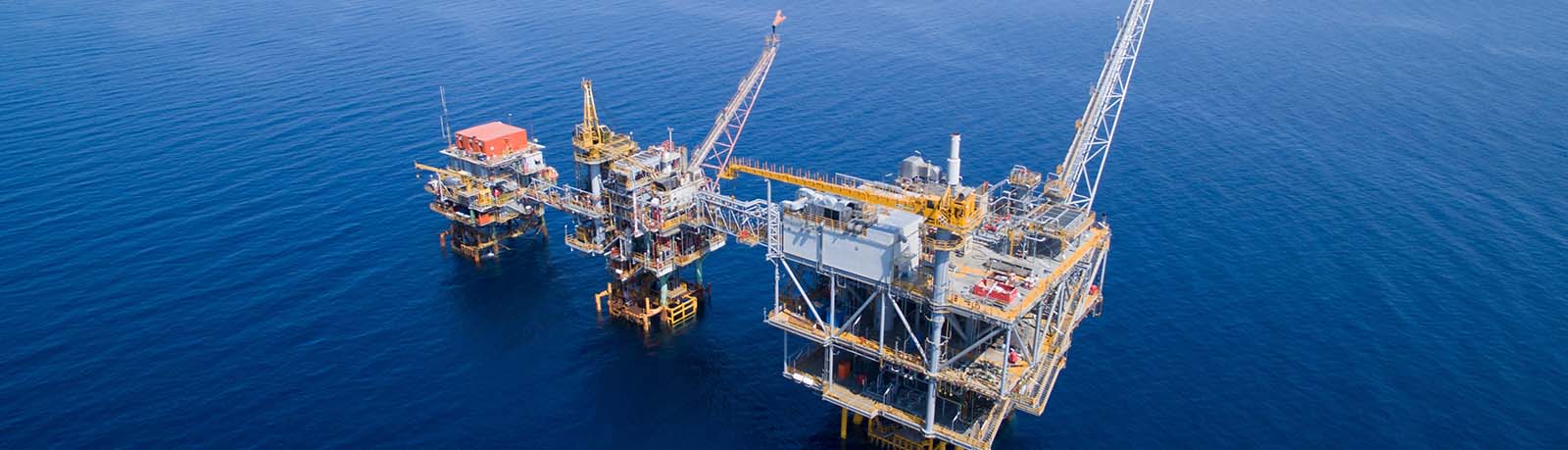 A view of an oil rig platform at sea
