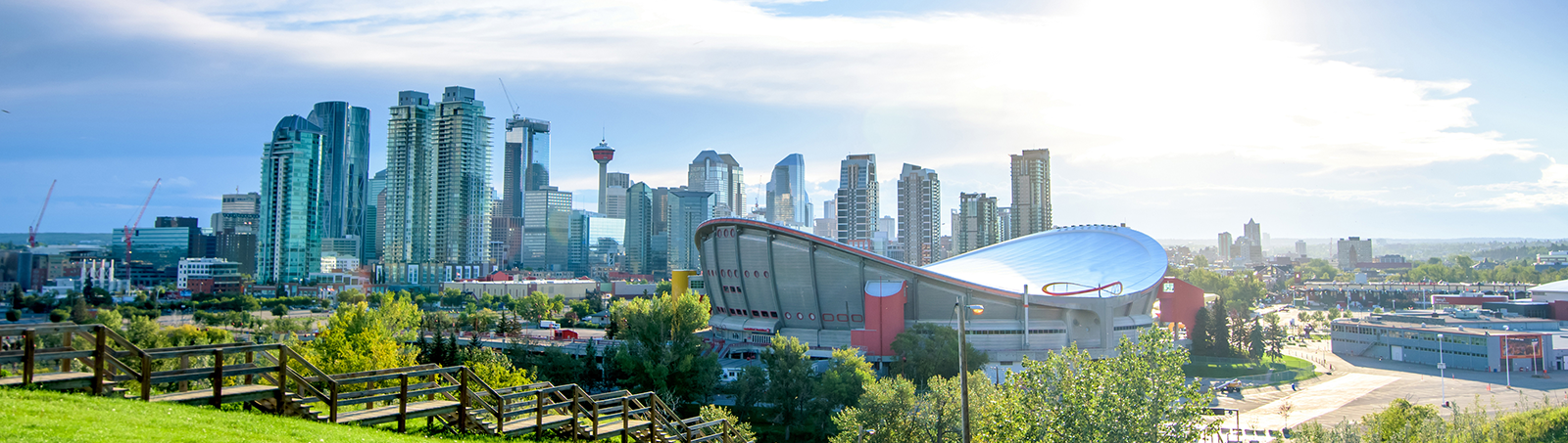 A view of a cityscape in the distance